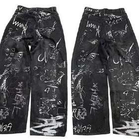 Balenciaga Pariser Stil handgemalte Graffiti gewaschen Paar Casual Denim Hosen-2449