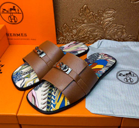 HERMES Kalbsleder Runde Zehe Slip-on Pantoffeln-2966